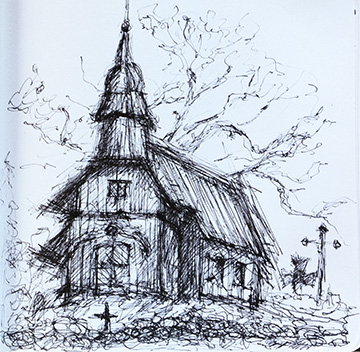 Zeichnung Ruhnu Kirche